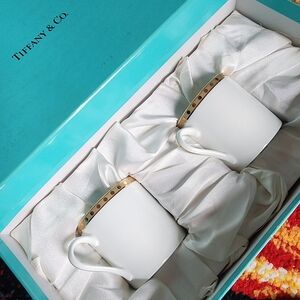 Tiffany & Co. White and Gold Accent Mug Pair